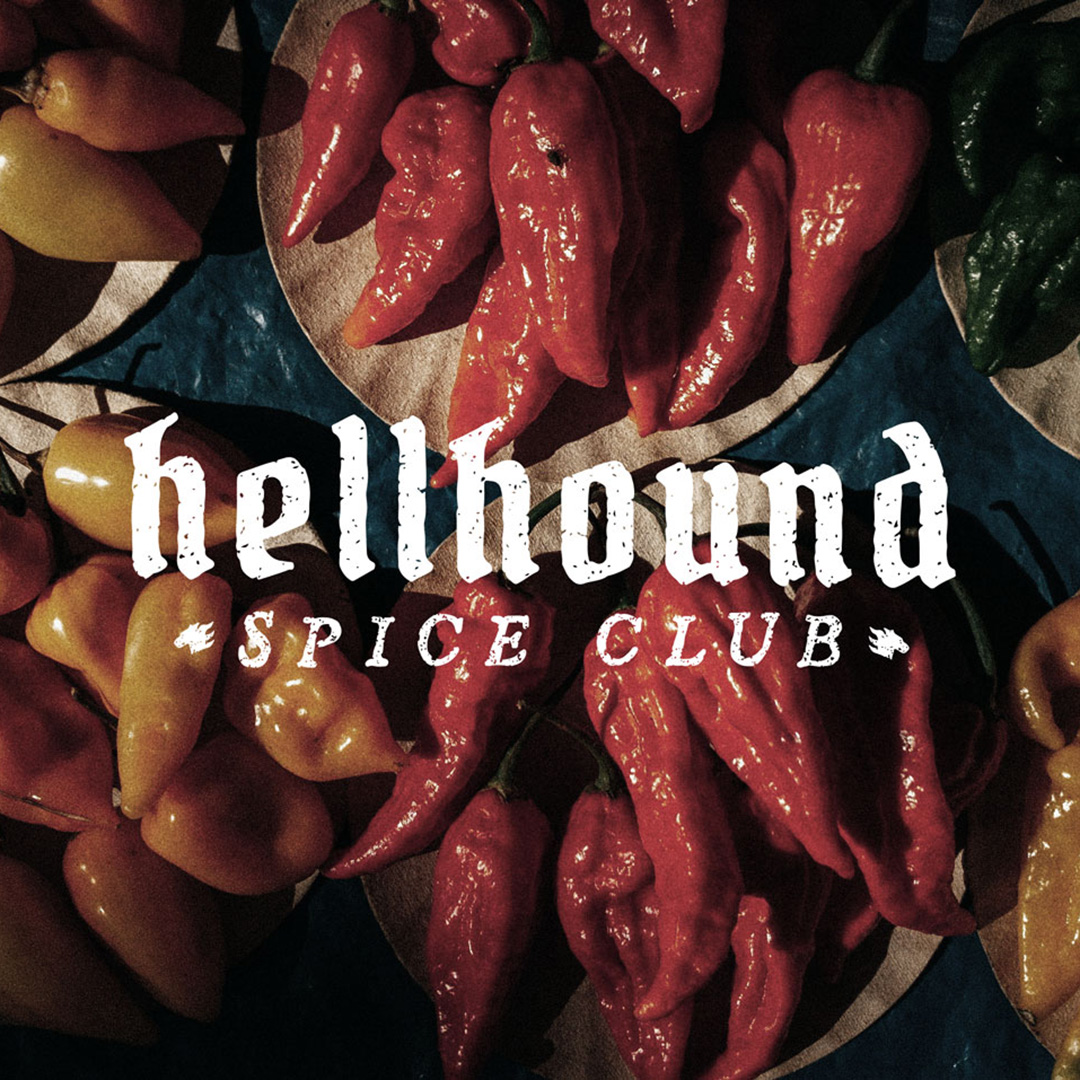 hellhound spice club subscription box on kitchen table